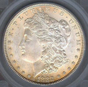 US Coins - 1882 Morgan Dollar SEGS MS63