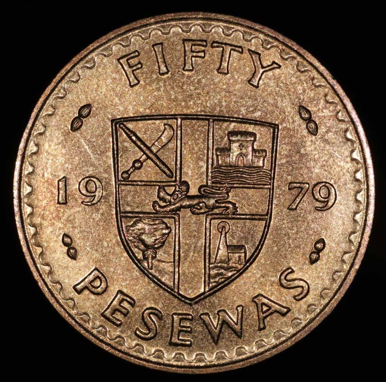 1979 Ghana 50 Pesewas FAO Cocoa Pods Commemorative BU African Coins