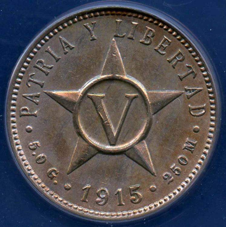 1915 cuban coin cinco centavos