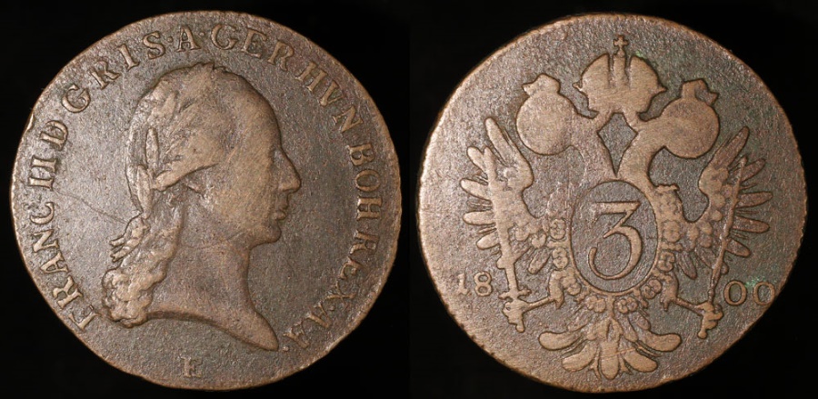 1800 E Austria 3 Kreuzer - Franz II - VG | European Coins