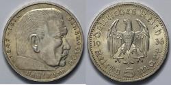 World Coins - 1936 A Germany 5 Reichsmark - Third Reich - BU Silver