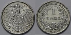 World Coins - 1915 E Germany 1 Mark - Empire - Wilhelm II - UNC Silver