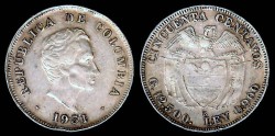 World Coins - 1931 B Colombia 50 Centavos XF