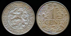 World Coins - 1944 D Curacao 1 Cent UNC