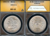 Us Coins - 1884o Morgan Dollar ANACS MS63