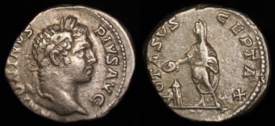 Ancient Coins - Caracalla Denarius - VOTA SVSCEPTAX - Rome Mint 