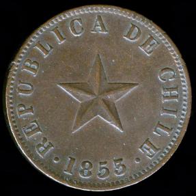 World Coins - 1853 Chile 1 Centavo AU