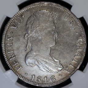 World Coins - 1816 PTS-PJ Bolivia 8 Reales - Ferdinand VII - NGC XF