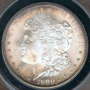 US Coins - 1880s Morgan Dollar ANACS MS65