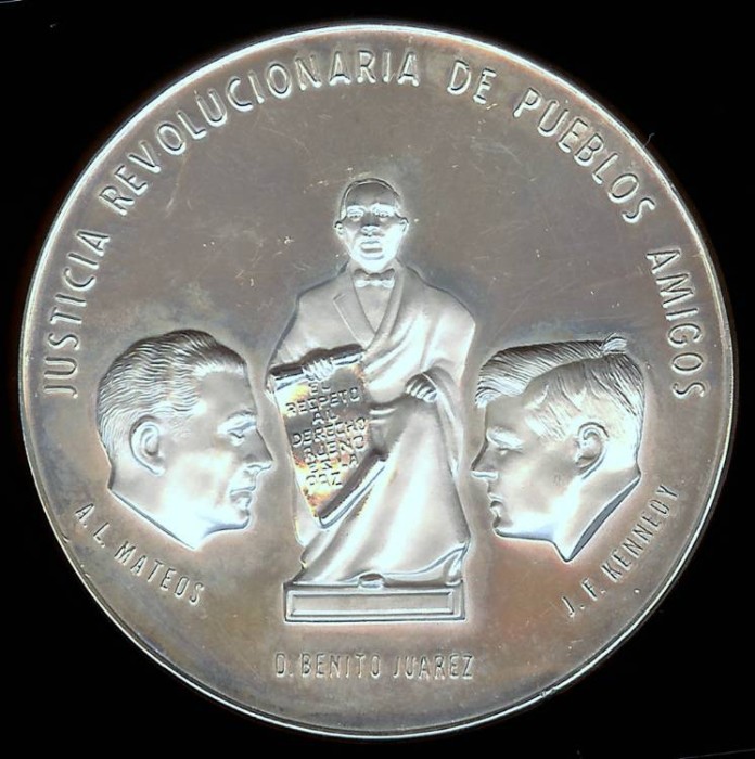 1963 John F. Kennedy and A. L. Mateos Mexican Medal Silver