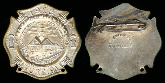 1912 US – York Pennsylvania Fire Department Uniform Badge | Tokens & Medals