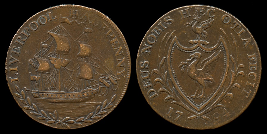 1794 Great Britain - LANCASHIRE - Liverpool Halfpenny Condor Token - XF