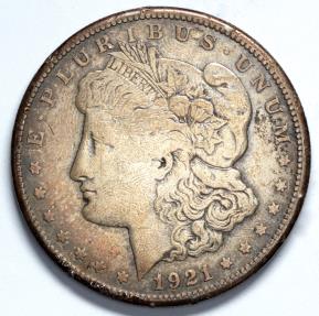 US Coins - 1921 S Morgan Dollar - XF - Silver