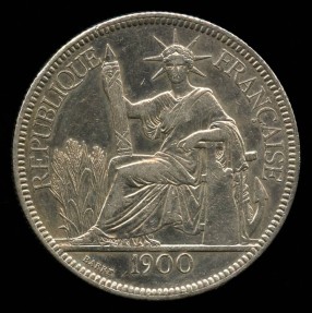 World Coins - 1900 A French Indo-China 1 Piastre AU