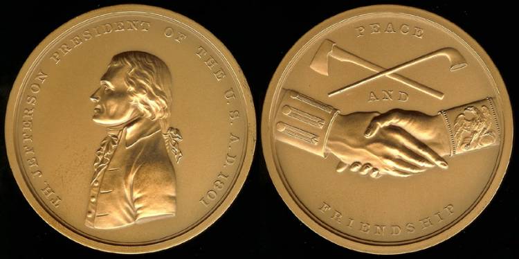 1801 Thomas Jefferson “Indian Peace Medal” - Third President of