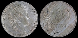 World Coins - 1920 Peru 20 Centavo UNC