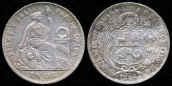 World Coins - 1866/56 YB Peru 1 Sol AU