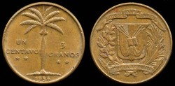 World Coins - 1956 Dominican Republic 1 Centavo UNC