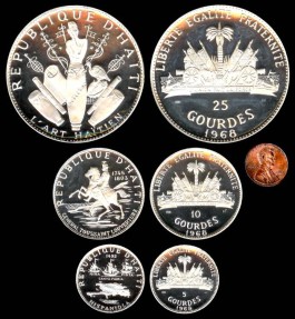 tainiアルバニア 旧貨幣 1968年 銀製記念硬貨3点セット HAITI 超大型 銀貨 純銀 1968年 60mm