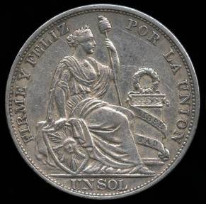 World Coins - 1894 TF Peru 1 Sol AU