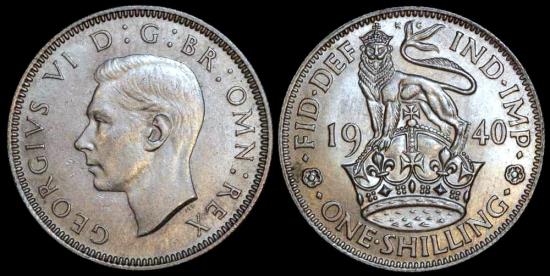 1940 Great Britain 1 Shilling - George VI - BU | European Coins