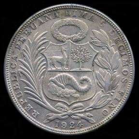 World Coins - 1924/824 Peru 1 Sol AU