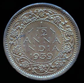 World Coins - 1939 B India (British) 1/12 Anna BU