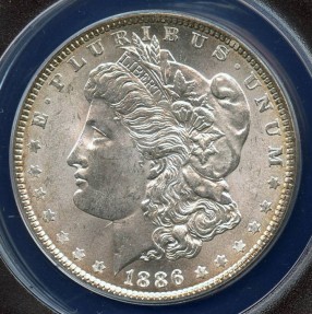 US Coins - 1886 Morgan Dollar ANACS MS64