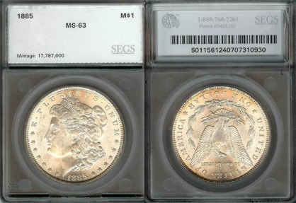 US Coins - 1885 Morgan Dollar SEGS MS63