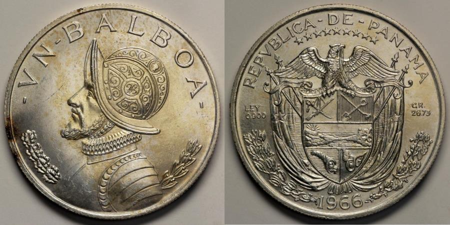 Panama 1/2 balboa silver 1966 