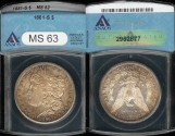 Us Coins - 1881s Morgan Dollar ANACS MS63