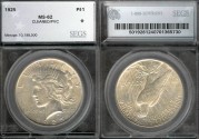 Us Coins - 1925 Peace Dollar SEGS MS62