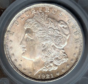 US Coins - 1921 Morgan Dollar SEGS MS63