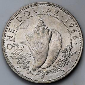 1966 Bahamas 1 Dollar - Elizabeth II - Conch - Silver | North & Central  American and Caribbean Coins