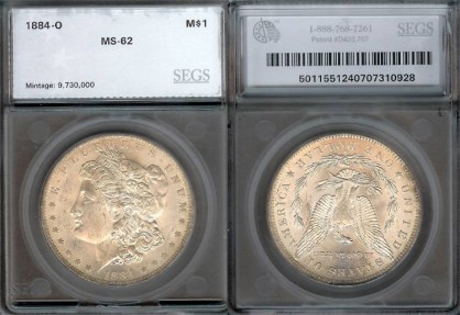 US Coins - 1884o Morgan Dollar SEGS MS62