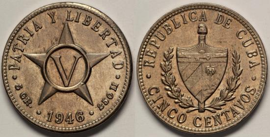 1946 Cuba 5 Centavo - 1st Republic - BU | North & Central American and ...