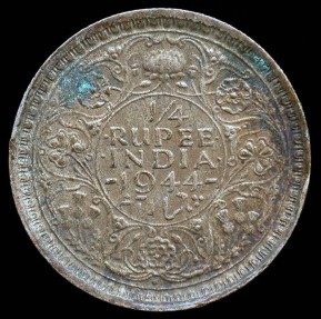 World Coins - 1944 B India (British) 1/4 Rupee AU