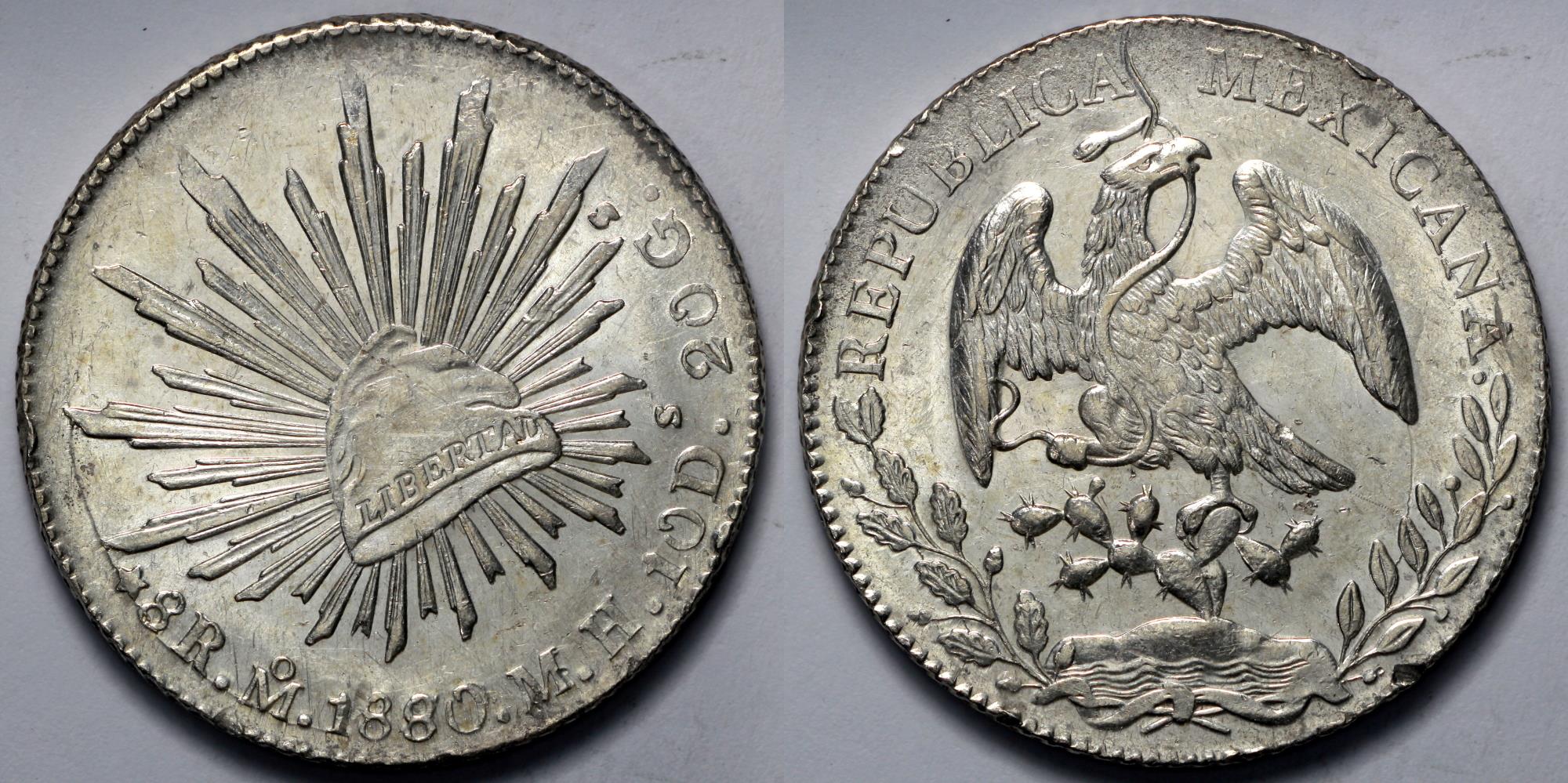1880 MoMH Mexico (Mexico City) 8 Reales UNC | North & Central