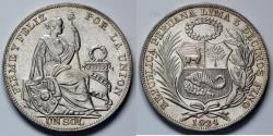 World Coins - 1934 LIMA Peru 1 Sol - Republic Coinage - BU Silver