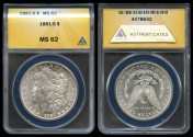 Us Coins - 1881s Morgan Dollar ANACS MS62