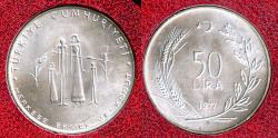 World Coins - 1977 Turkey 50 Lira "FAO" BU Silver (Low Mintage)
