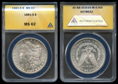 US Coins - 1881s Morgan Dollar ANACS MS62
