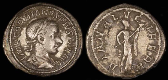 Ancient Coins - Gordian III Denarius - DIANA LVCIFERA - Rome Mint