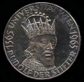 World Coins - 1965 Austria 50 Schilling - 600th Anniversary of Vienna University - (Only 37,000 Pieces were struck in Proof) -Proof Silver