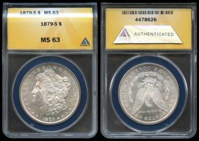 US Coins - 1879s Morgan Dollar ANACS MS63