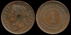 World Coins - 1897 Straits Settlements 1 Cent XF