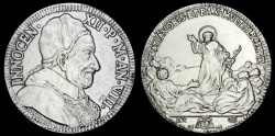 World Coins - 1698  Italy - Pope Inocent XII - Limited edition silver re-strike issued by the Vatican Museum and struck by Picchiani and Barlacchi, Firenze, Italy