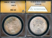 Us Coins - 1886 Morgan Dollar ANACS MS64