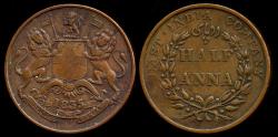 World Coins - 1835 (b) India (British) 1/2 Anna AU