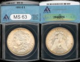 Us Coins - 1880s Morgan Dollar ANACS MS63